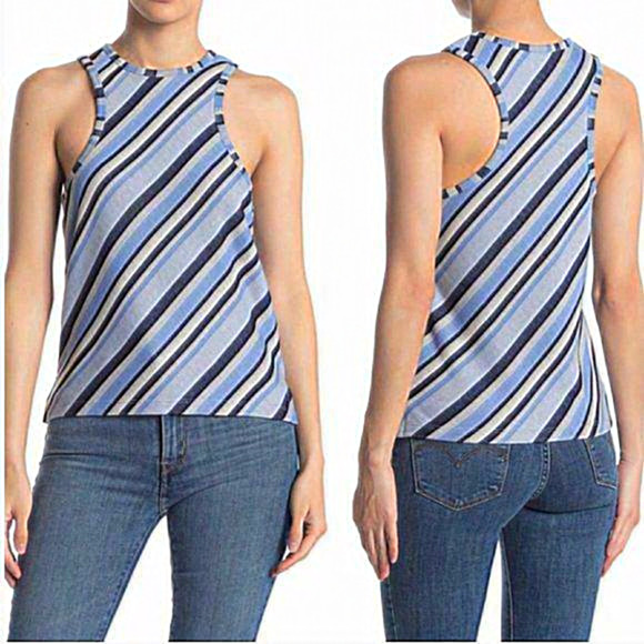 FREE PEOPLE Blue Striped Sidelines‎ Tank Top Size XS - Picture 1 of 8
